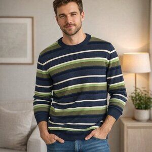 Billabong size medium Striped Navy and Green Men's Sweater long sleeve